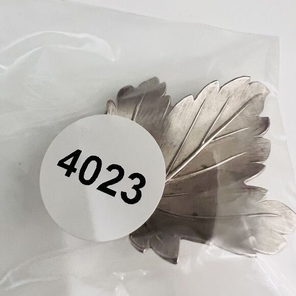 Vintage Giovanni Signed Maple Leaf Brooch Silver Plated Mid Century Modern 4023 - Picture 8 of 8
